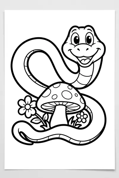 Serpiente Fantasiosa Enroscada en una Seta