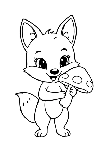 非常可爱友好的卡通小狐狸站立全身涂色页