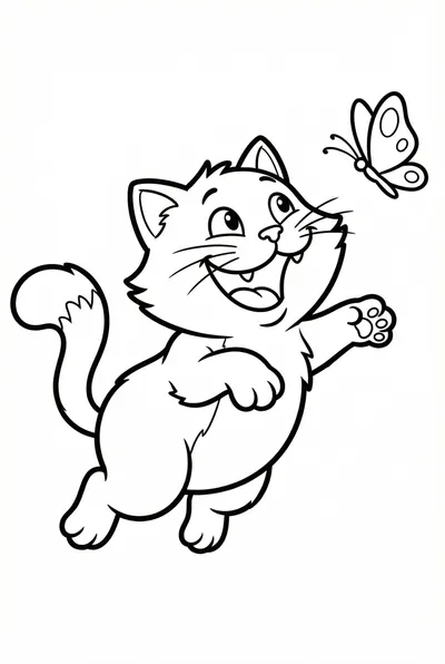Playful Kitty Chasing Butterfly