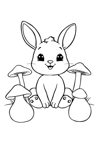 非常可爱友好的卡通小兔子，全页居中涂色页