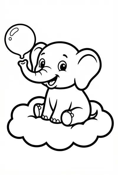 Joyful Baby Elephant Blowing Bubble