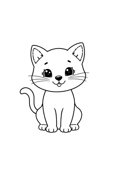 A Playful Cartoon Kitty For A Kids Coloring Page. Centered O Coloring Page