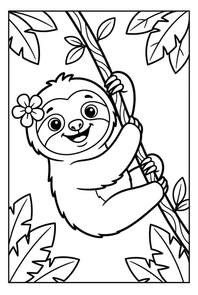 Cheerful Baby Sloth On Vine