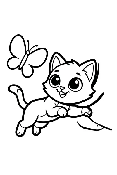 Cute Kitten Chasing Butterfly