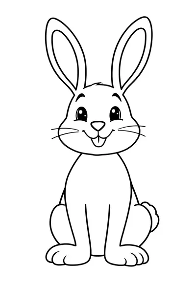 A Cheerful And Friendly Cartoon Bunny, Designed As A Printab Coloring Page