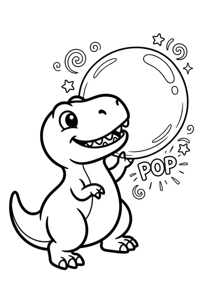 Cheerful Baby T-Rex Popping Bubble
