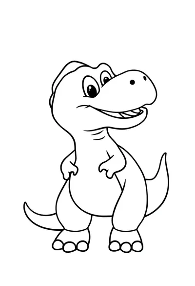 A Charming, Happy Cartoon T-Rex Coloring Page, Designed For  Coloring Page
