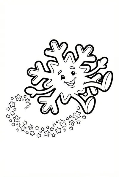Whimsical Friendly Snowflake With Stars