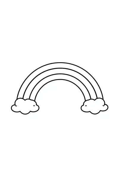 A Cheerful, Simple Cartoon Rainbow Coloring Page. The Rainbo Coloring Page