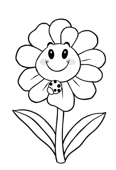 奇趣可爱、花瓣夸张厚实的卡通花朵涂色页