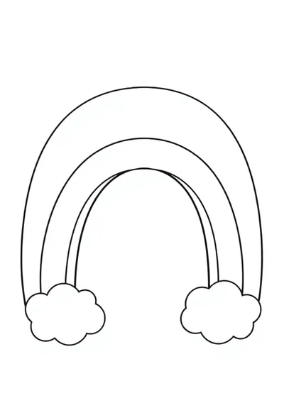 Página para colorear: Arcoíris de dibujos animados, simple y alegre
