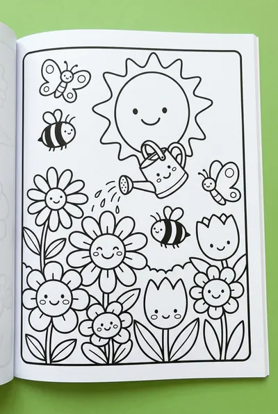 Smiling Sun Watering Whimsical Garden