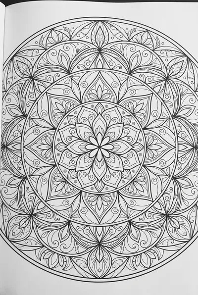 Detailed black line art of a symmetrical circular mandala design with perfect 8-fold radial symmetry and intricate patterns.