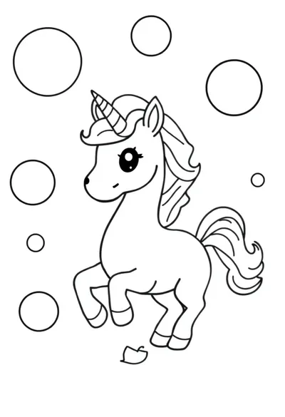 A Whimsical And Friendly Cartoon Unicorn, Full Body, Centere Coloring Page