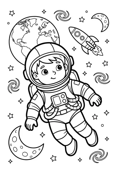 Curious Astronaut Exploring Space