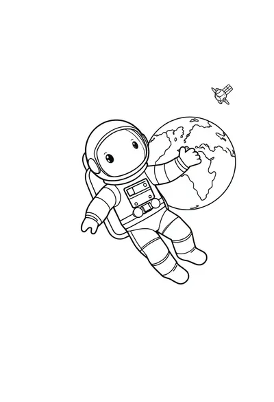 Página para Colorear de Arte Lineal Negro Vibrante e Imaginativo para Niños