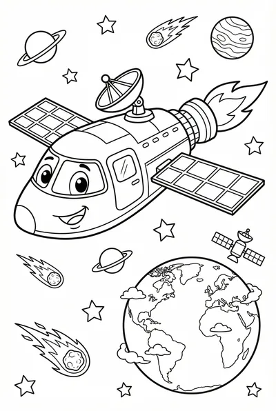 Friendly Spacecraft Soaring Past Earth