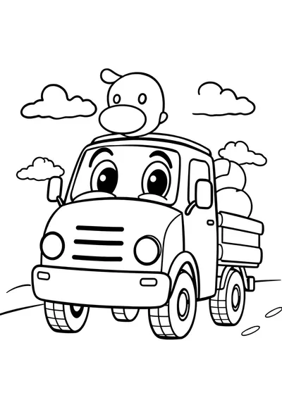 萌趣十足的友善送货车涂色页