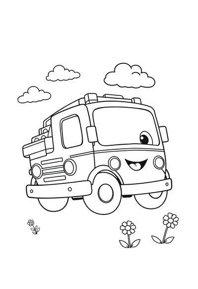 儿童黑线描边涂色页，白色背景