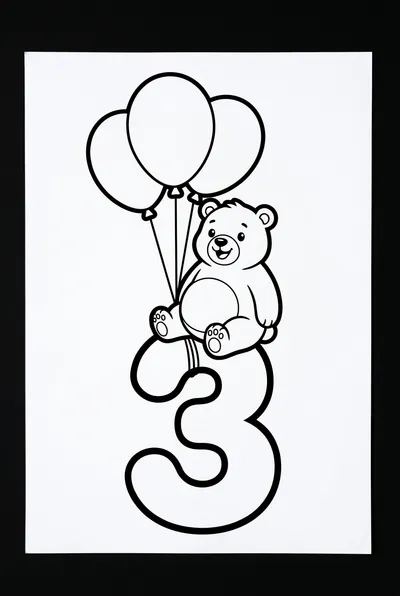 Cheerful Bear Cub On Number Three