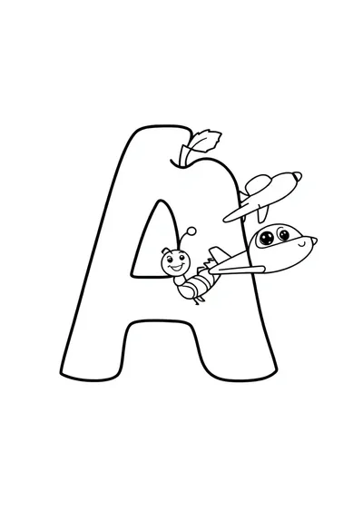 Página para colorear de la Letra A de alta calidad e imprimible para niños