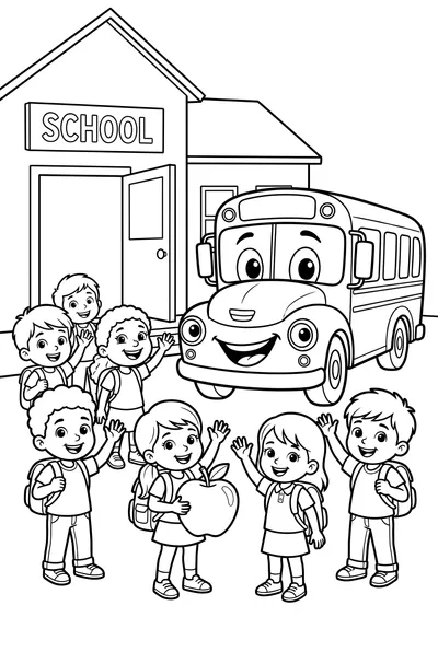 Children Waving Goodbye To School Bus