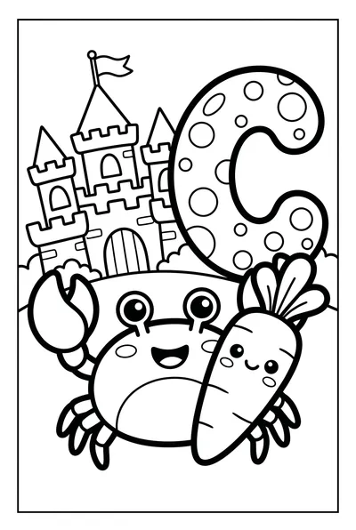 Friendly Crab With Carrot And Castle