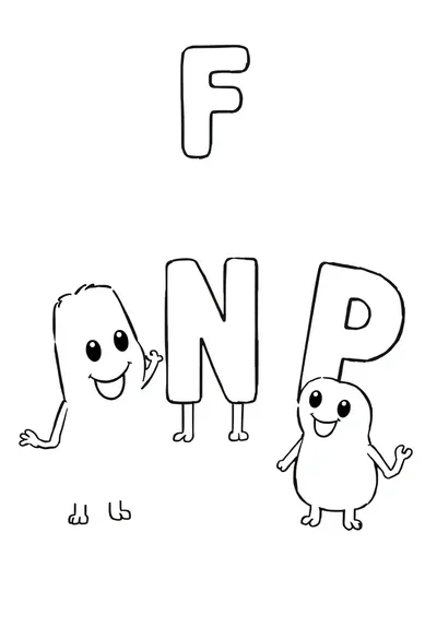 孩子们喜爱的字母传奇快乐涂色页