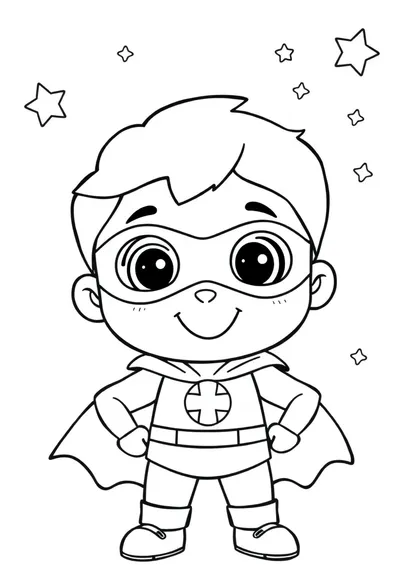 Página para colorear súper linda y amigable: Arte lineal negro sobre fondo blanco