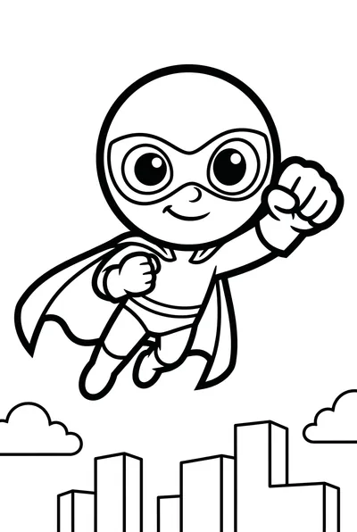 Friendly Cartoon Superhero Flying
