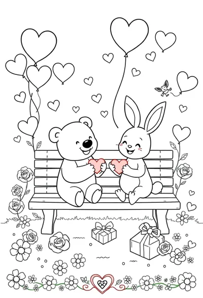 A Cheerful, Full-page BLACK LINE ART Coloring Page On A WHIT Coloring Page