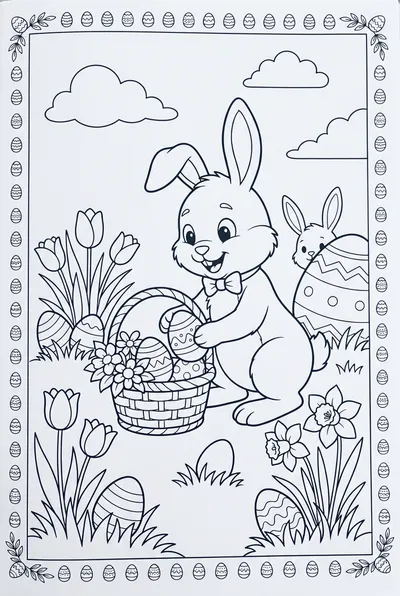 Joyful Easter Bunny With Basket Of Eggs