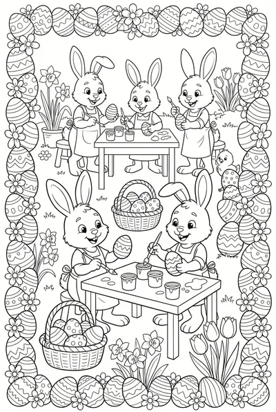 Joyful Easter Bunny Workshop Scene