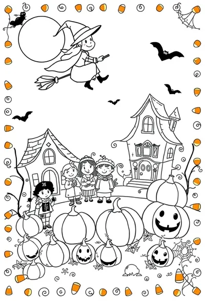 Dibujo de líneas negras sobre fondo blanco. Una página para colorear alegre y fácil.