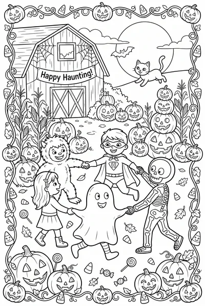 Lively Halloween Party In Pumpkin Patch
