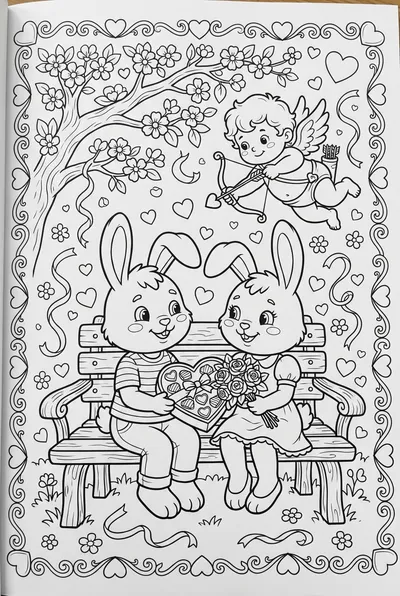 Whimsical Bunnies With Cupid And Hearts